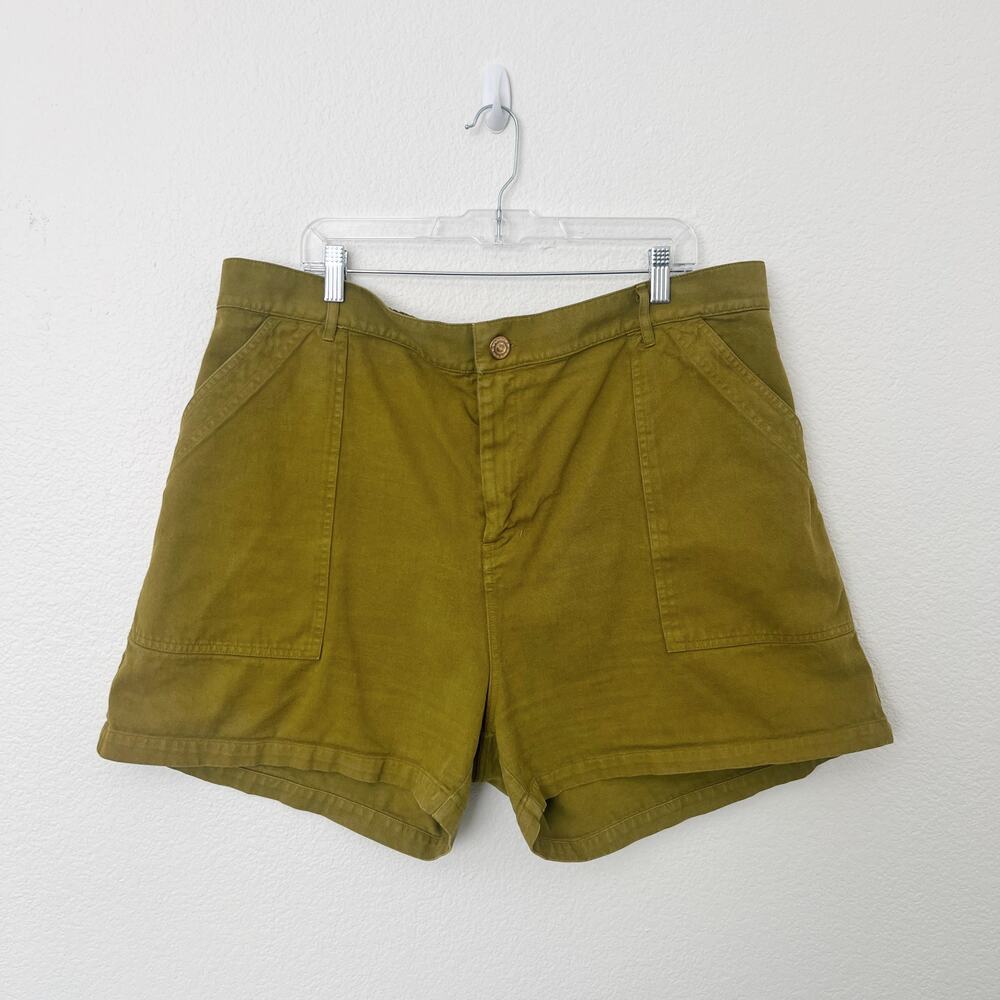 [Big Bud Press] Olive Green Denim High Rise Work Shorts 100% Cotton Retro Sz 3XL